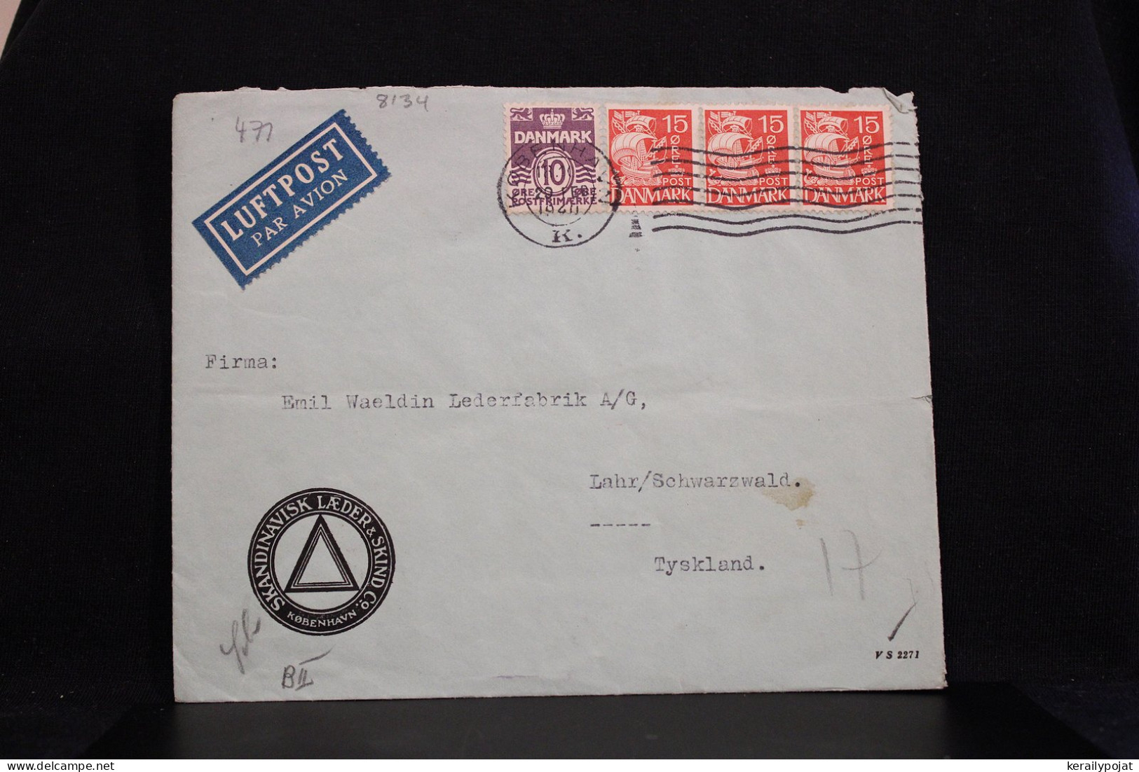 Denmark 1940 Köbenhavn Censored Air Mail Cover To Lahr Germany__(8134) - Airmail