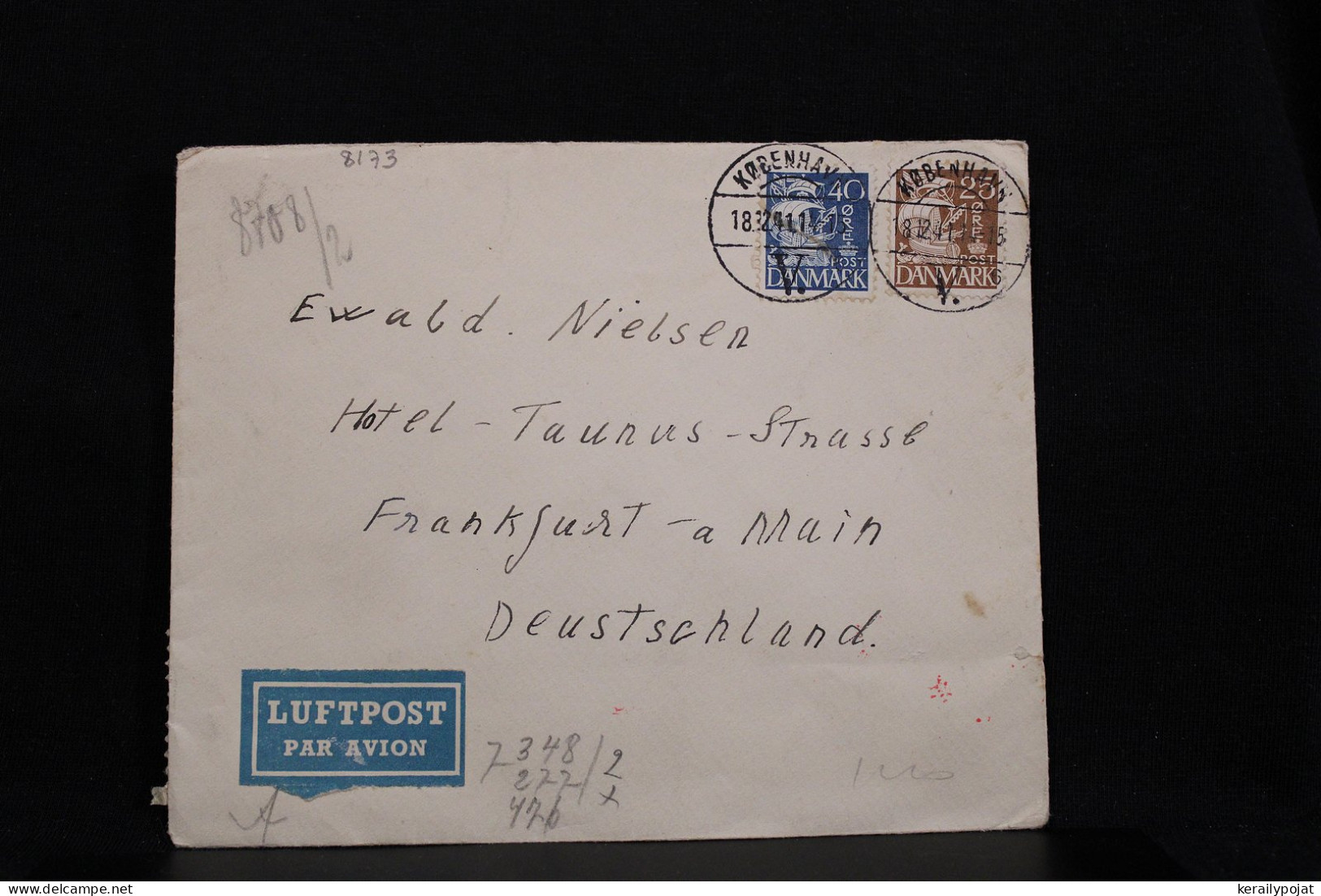 Denmark 1941 Köbenhavn Censored Air Mail Cover To Germany__(8173) - Poste Aérienne
