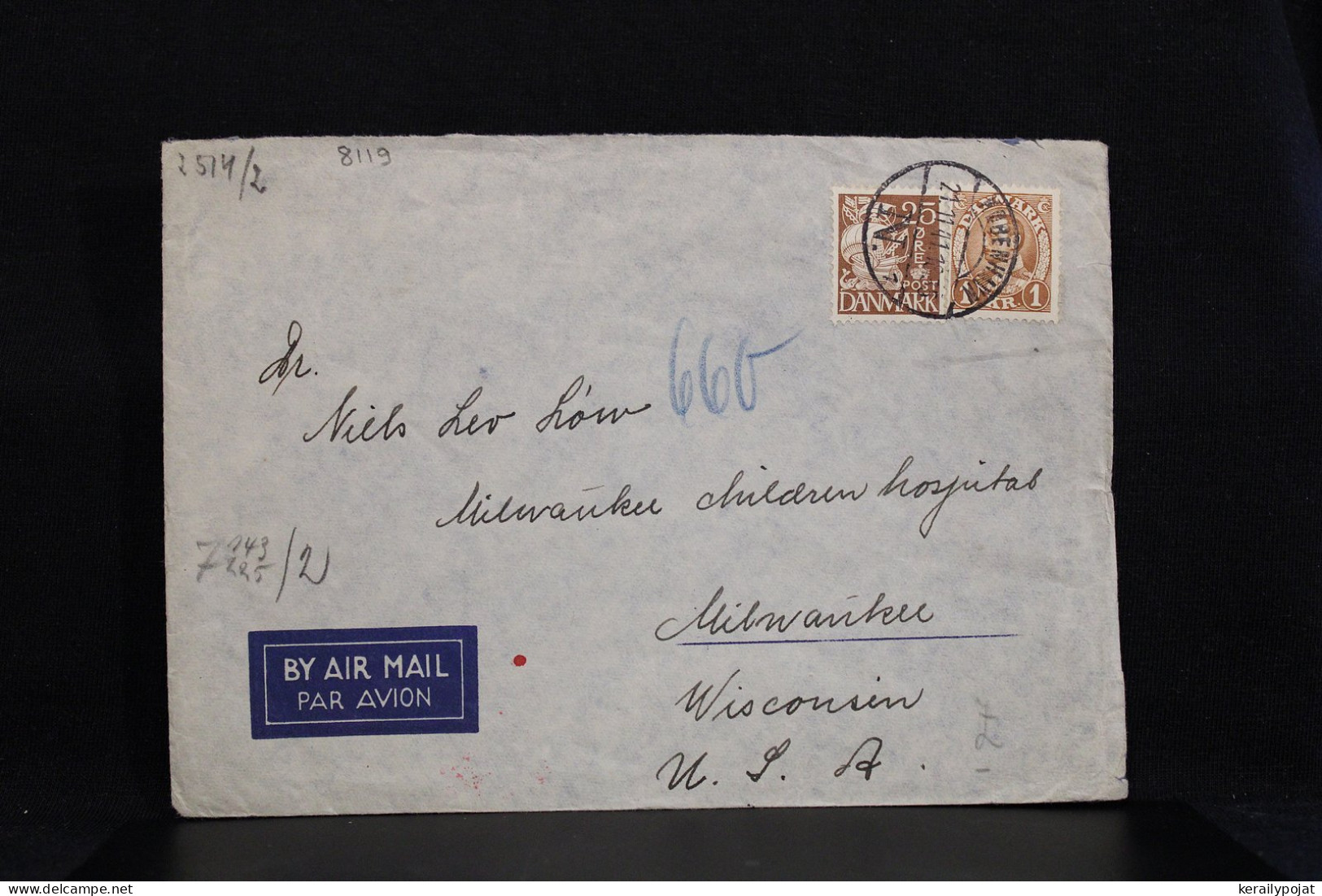 Denmark 1941 Köbenhavn Censored Air Mail Cover To USA__(8119) - Luftpost