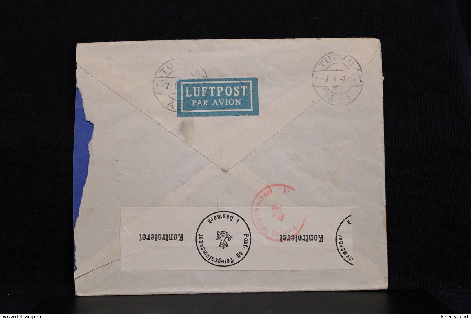 Denmark 1942 Köbenhavn Censored Air Mail Cover To Finland__(8117) - Poste Aérienne