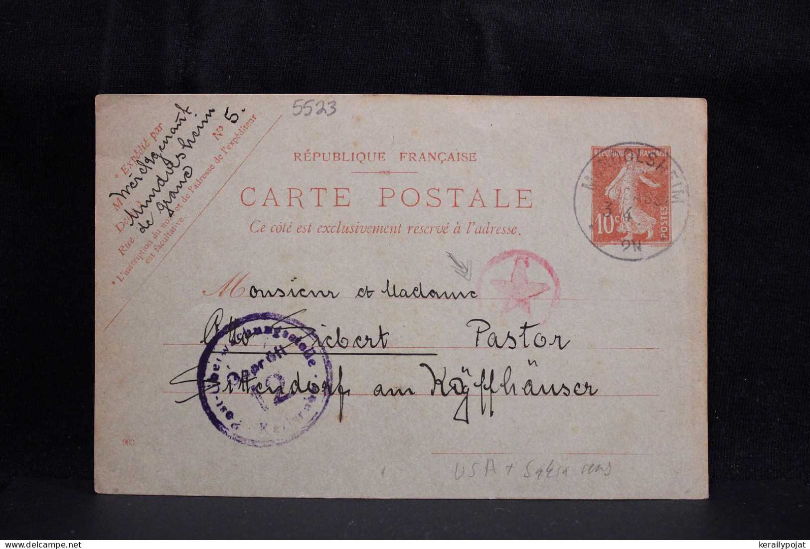 France 1919 Mundolsheim Censored Stationery Card To Germany__(5523) - Cartes/Enveloppes Réponse T