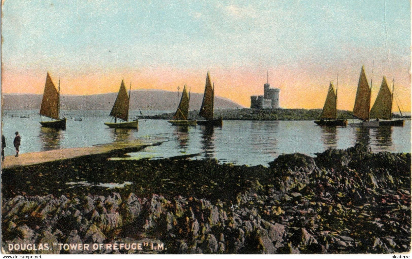 Douglas, "Tower Of Refuge" , Isle Of Man - Davidson Bros. Photocolor 7003 -Sailing Boats - Isle Of Man