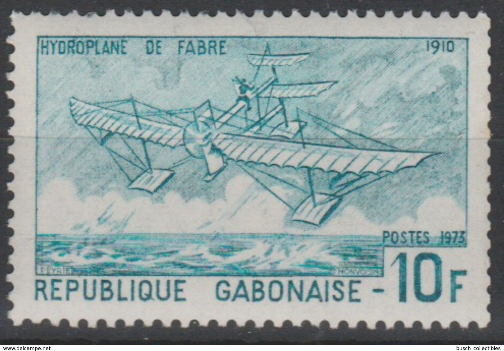 Gabon Gabun 1973 / 1976 Mi. 506b Hydroplane De Fabre Airplane Avion Flugzeug Wasserflugzeug Roulette Rollenmarke Roll - Gabun (1960-...)