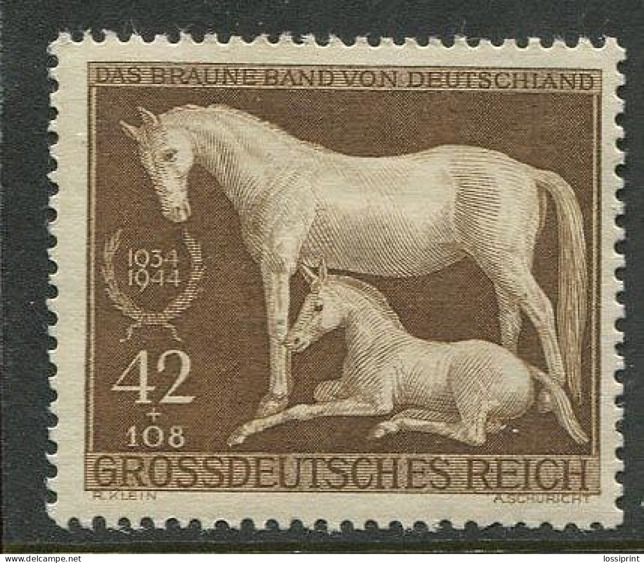 Germany:Unused StampHorse With Foal, 1944, MNH - Chevaux