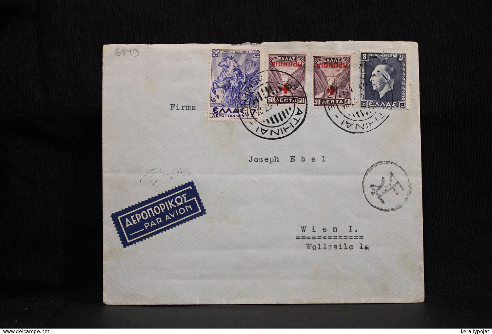 Greece 1937 Athinai Censored Air Mail Cover To Austria__(6849) - Covers & Documents