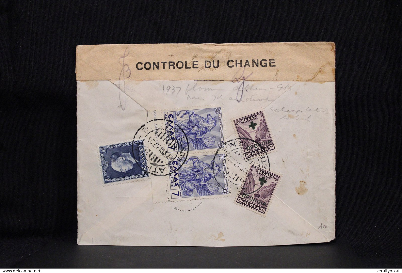 Greece 1937 Censored Air Mail Cover To Scotland__(6811) - Briefe U. Dokumente
