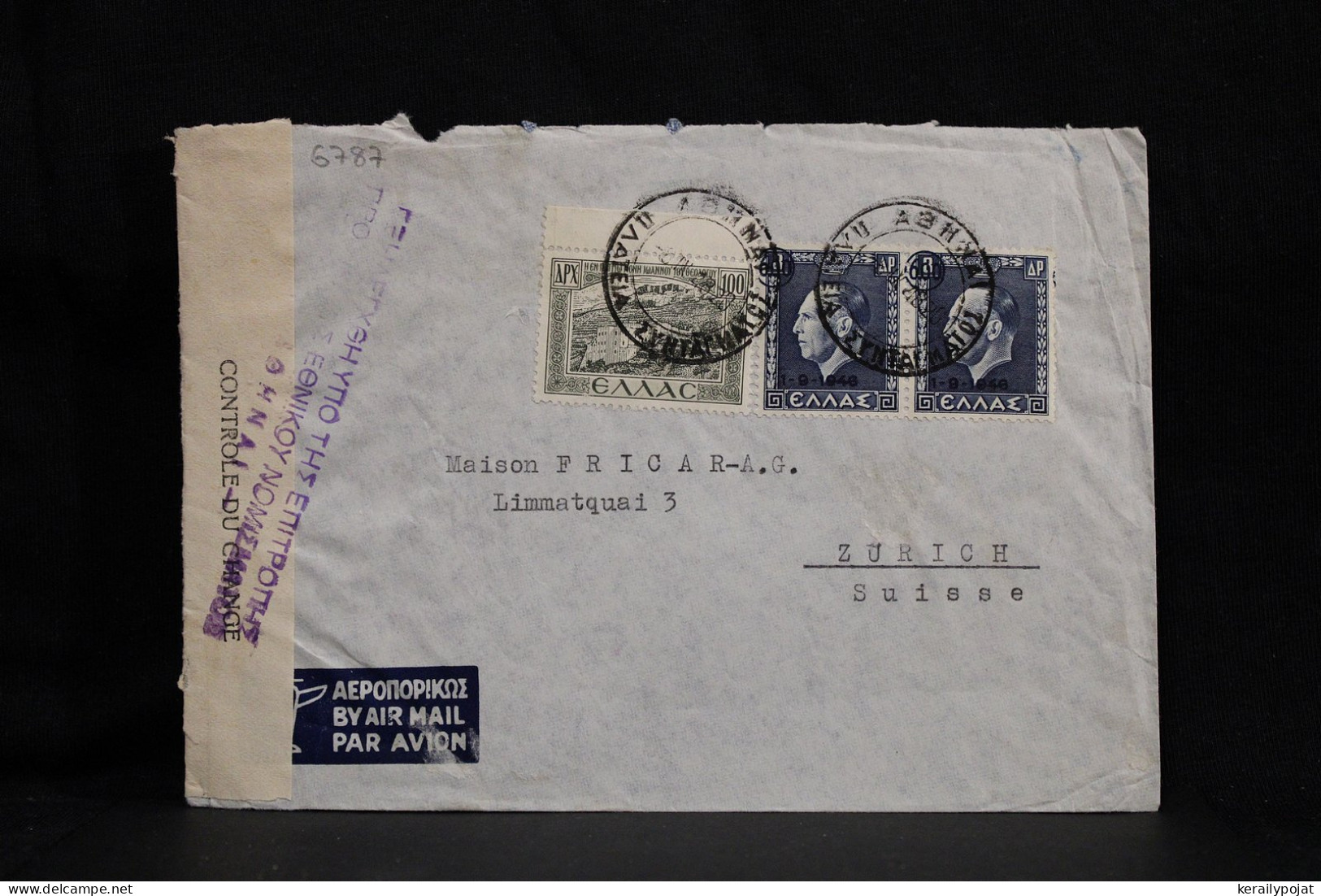 Greece 1948 Censored Air Mail Cover To Switzerland__(6787) - Cartas & Documentos