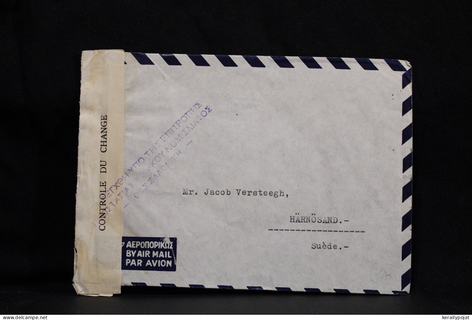 Greece 1949 Thessaloniki Censored Air Mail Cover To Sweden__(6783) - Briefe U. Dokumente