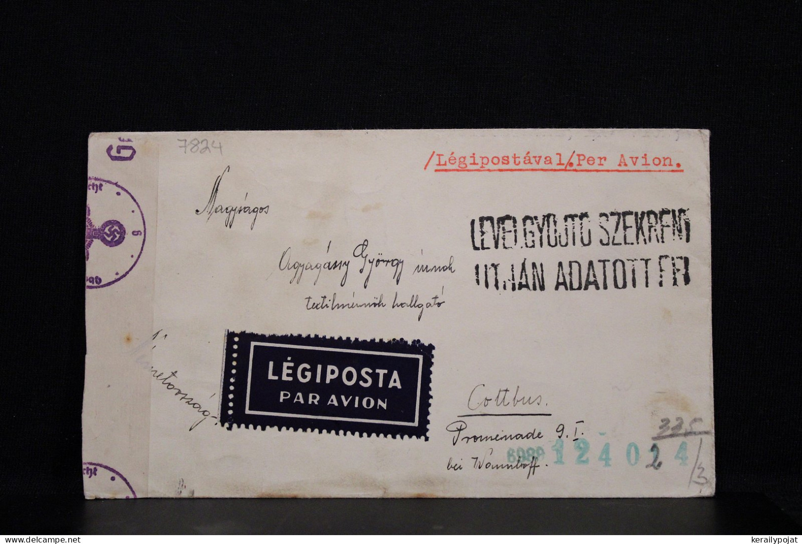 Hungary 1941 Budapest Censored Air Mail Cover To Cottbus Germany__(7824) - Lettres & Documents
