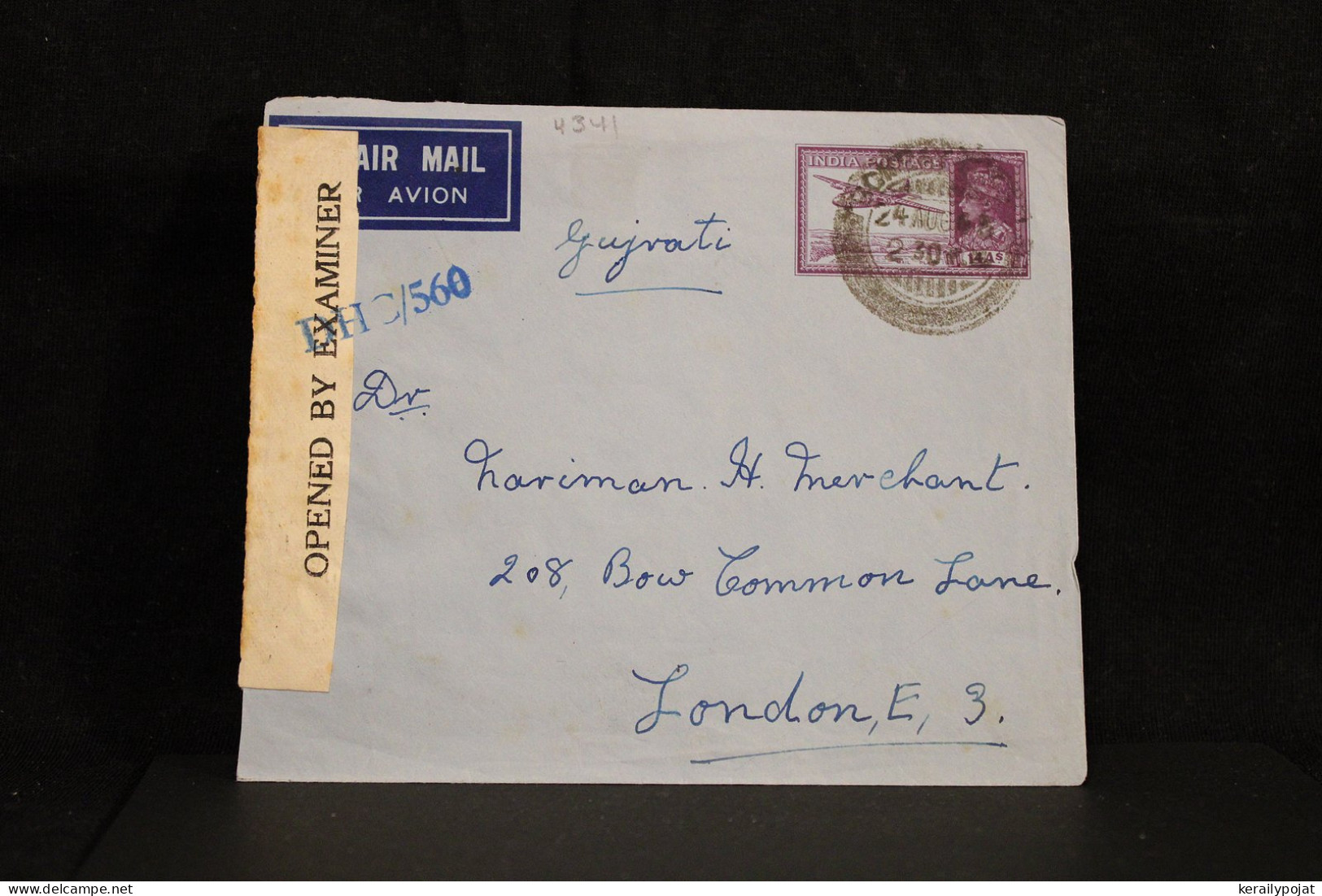 India 1930's Censored Air Mail Cover To UK__(4341) - Posta Aerea