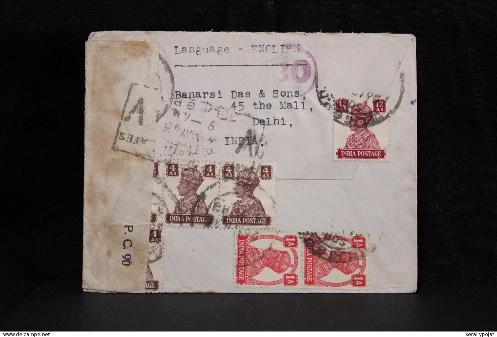 India 1940's Censored Air Mail Cover To USA__(4358) - Luchtpost