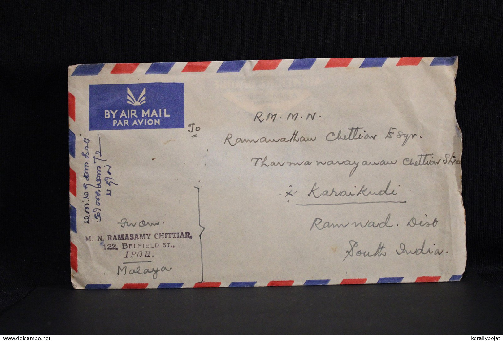 Malaya 1955 Ipoh Air Mail Cover To South India__(6413) - Federation Of Malaya