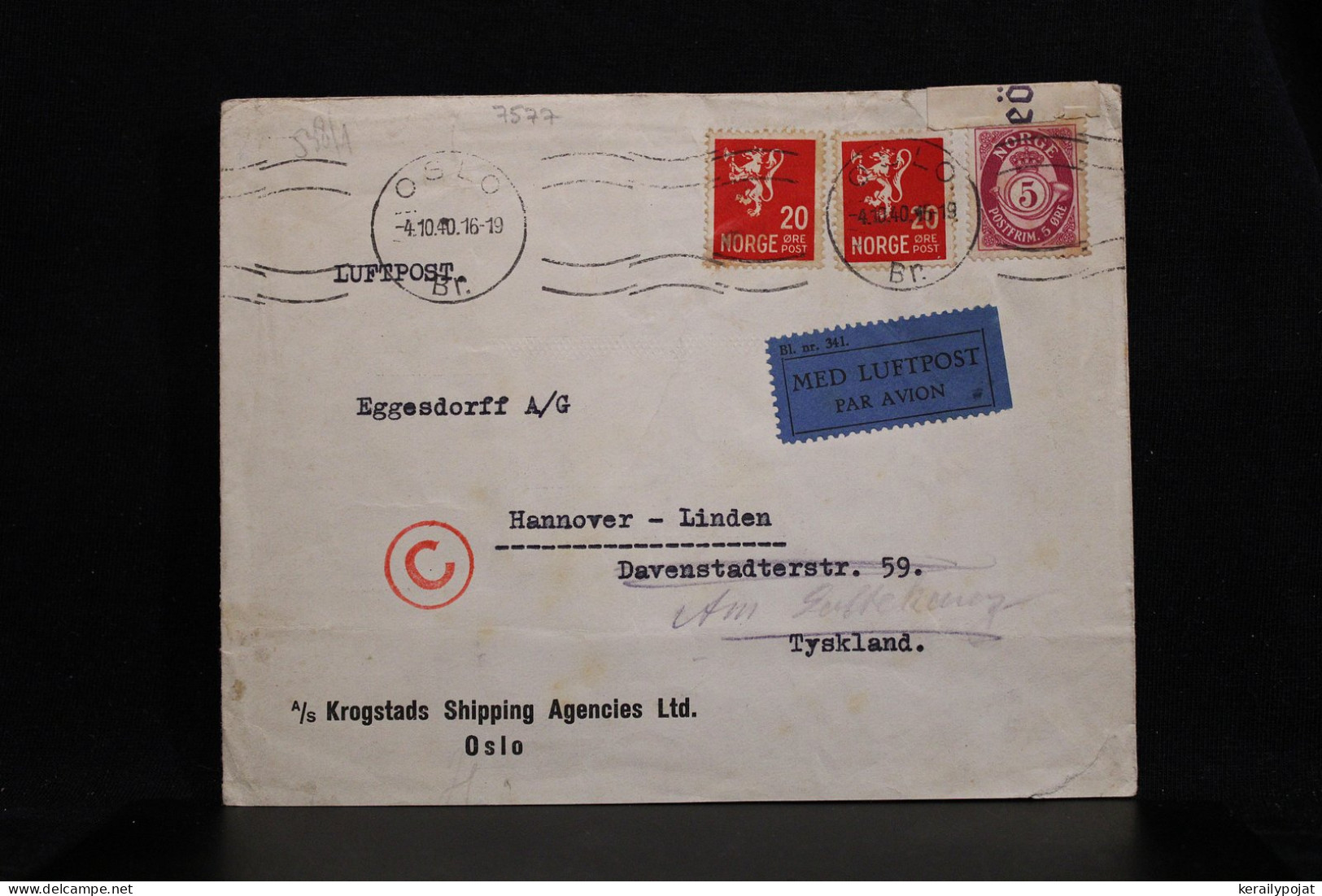 Norway 1940 Oslo Censored Air Mail Cover To Germany__(7577) - Cartas & Documentos