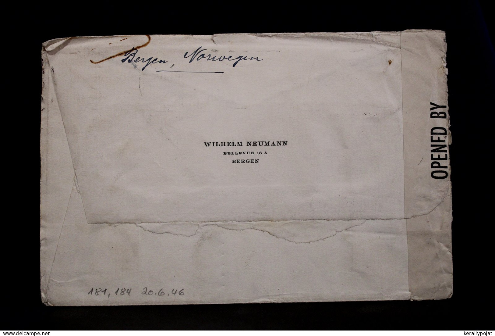 Norway 1946 Bergen Censored Cover To Germany British Zone__(7474) - Lettres & Documents