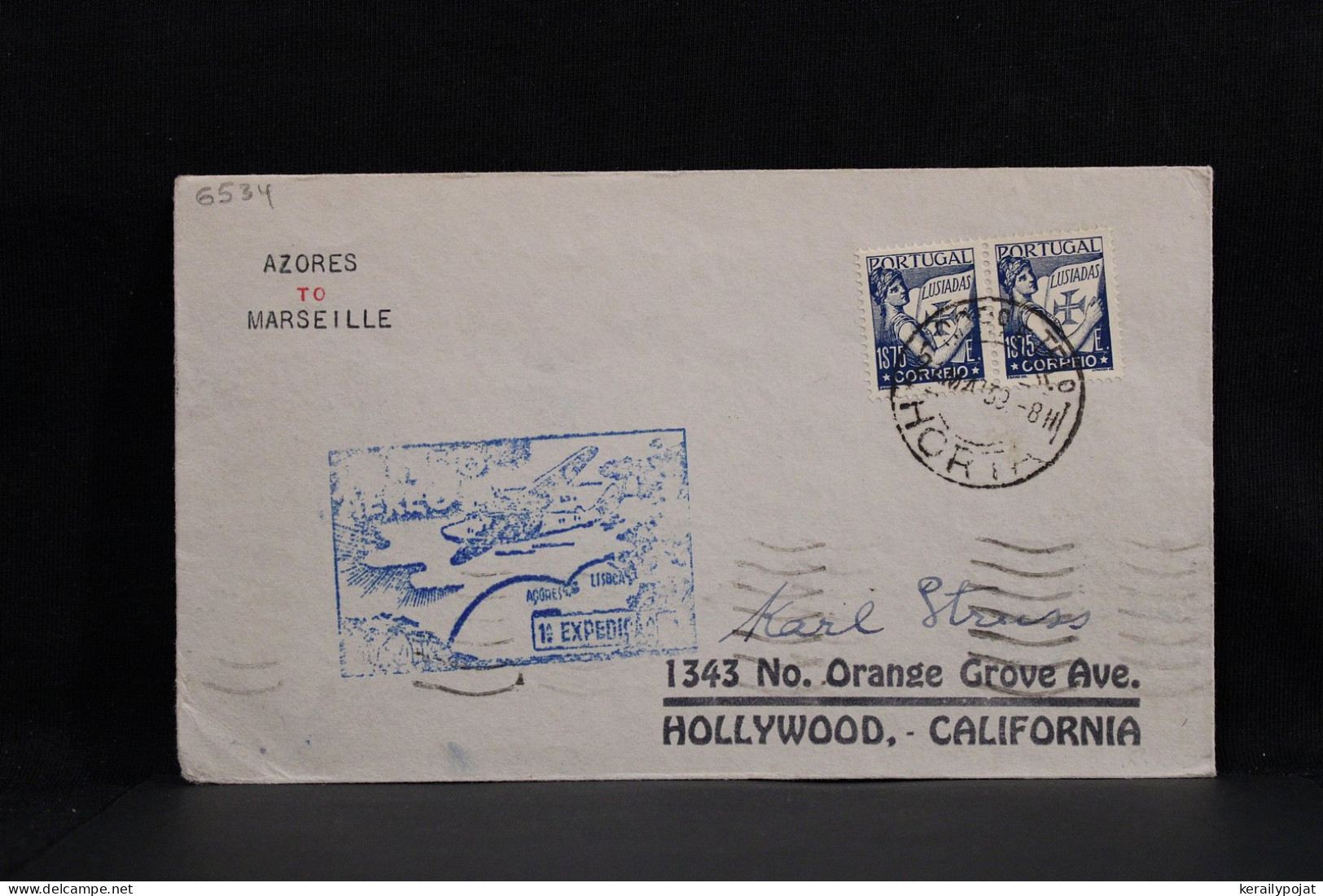 Portugal 1939 Air Mail Cover To USA__(6534) - Briefe U. Dokumente