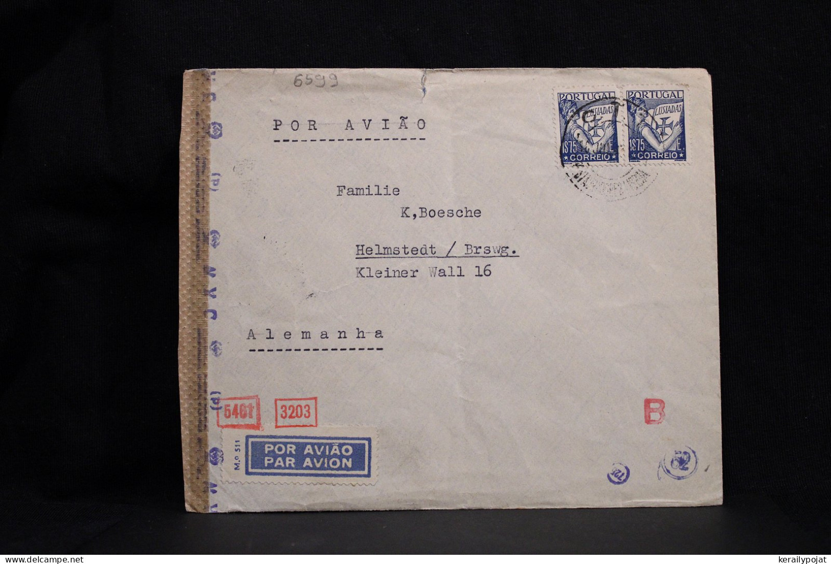 Portugal 1943 Censored Air Mail Cover To Helstedt Germany__(6599) - Storia Postale