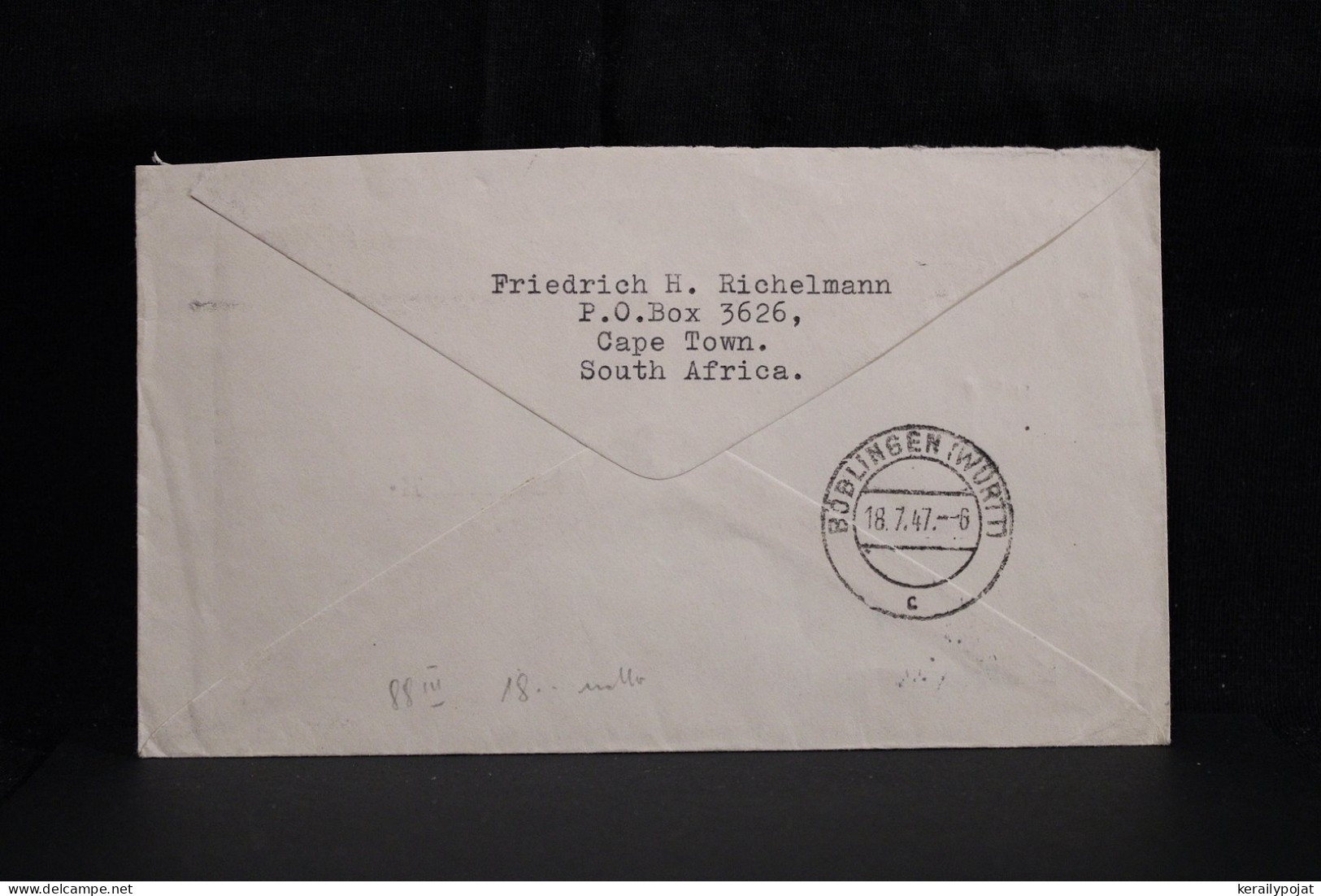 South Africa 1947 Cape Town Censored Air Mail Cover To Germany US Zone__(4872) - Luftpost