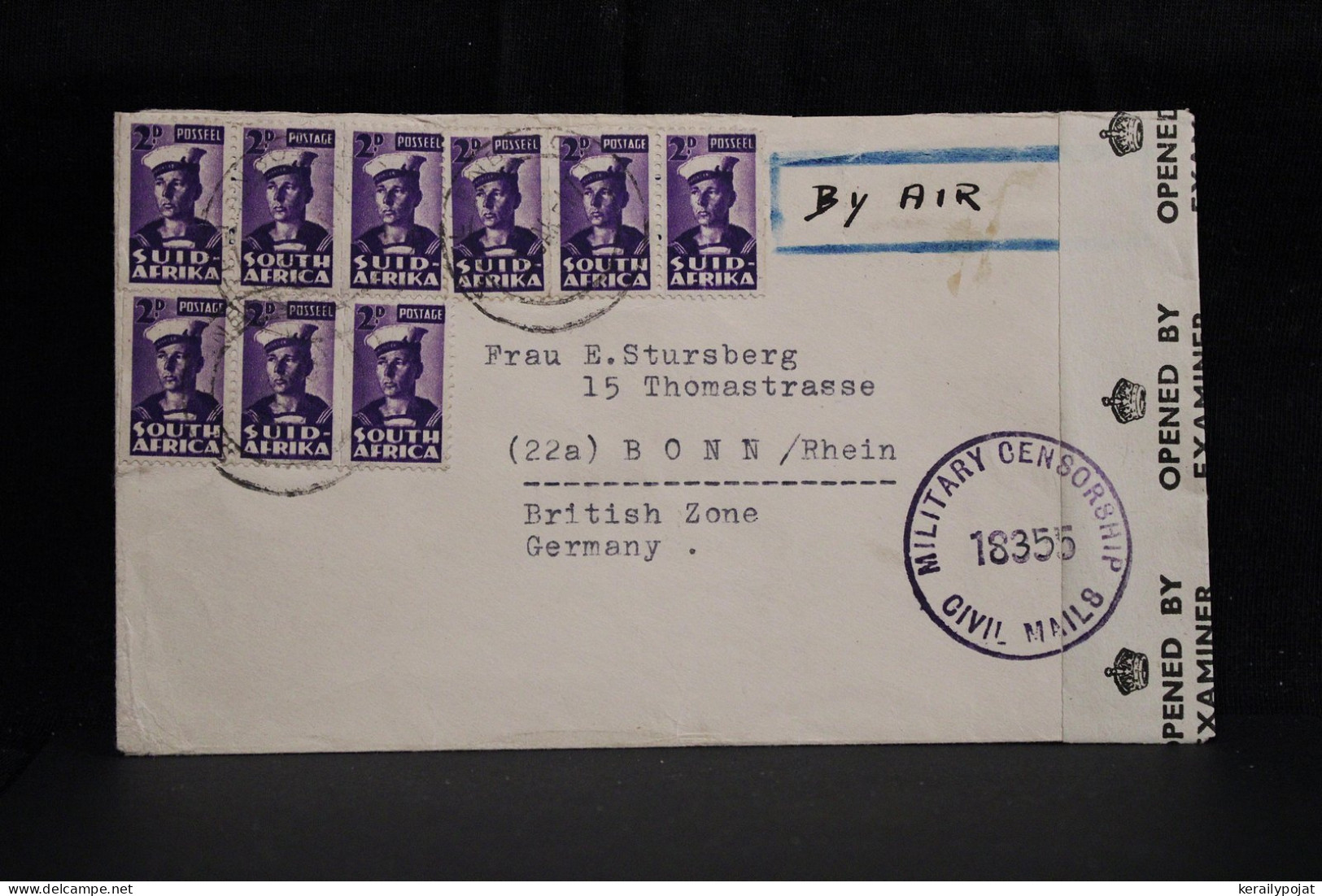 South Africa 1947 Censored Air Mail Cover To Germany British Zone__(4877) - Luchtpost