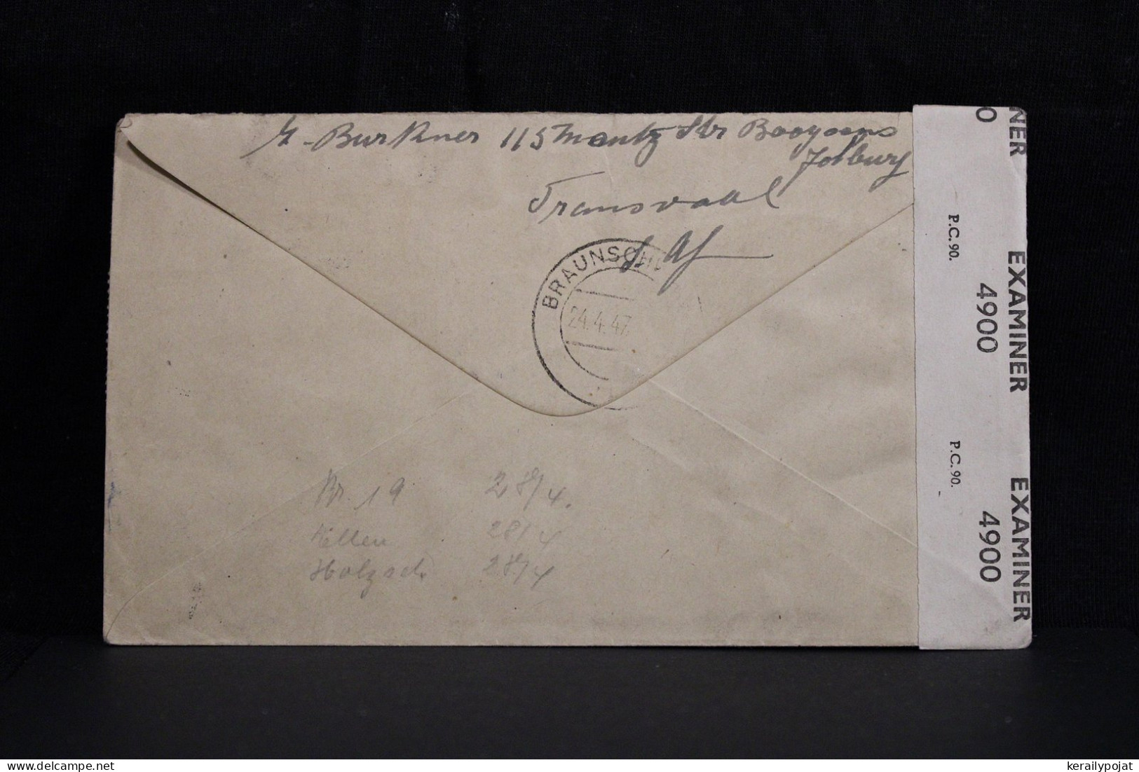 South Africa 1947 Johannesburg Censored Air Mail Cover To Germany British Zone__(4302) - Airmail