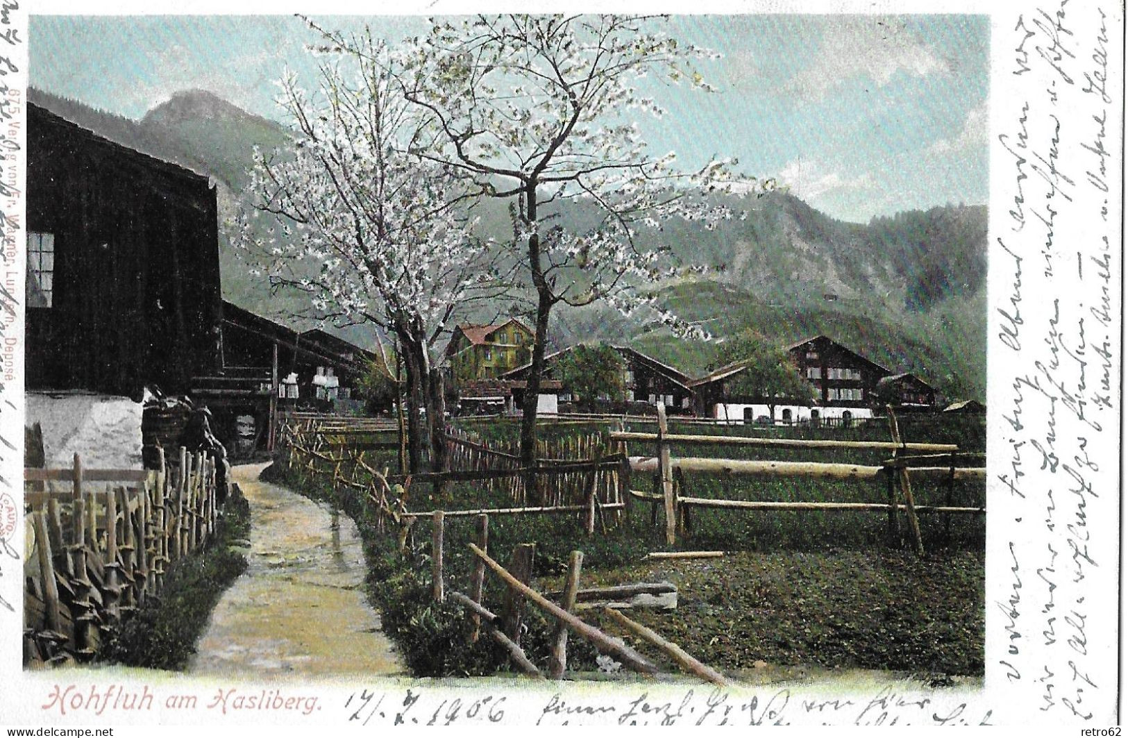 HOHFLUH AM HASLIBERG ► Schöne Lithokarte Mit Quartieransicht Anno 1906 - Hasliberg