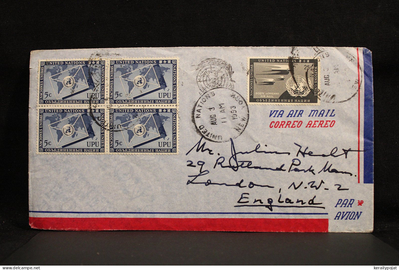 United States (UN New-York) 1950's Air Mail Cover To UK__(6472) - Luftpost
