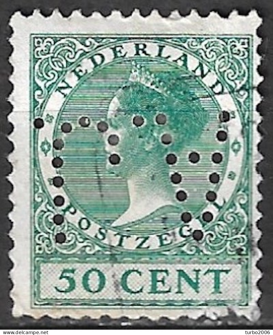 Perfin J.A. Ant. Jurgens Margarinefabriek Te Nijmegen In 1924-1926 Koningin Wilhelmina Veth 50 Ct Groen NVPH 161 - Perfins