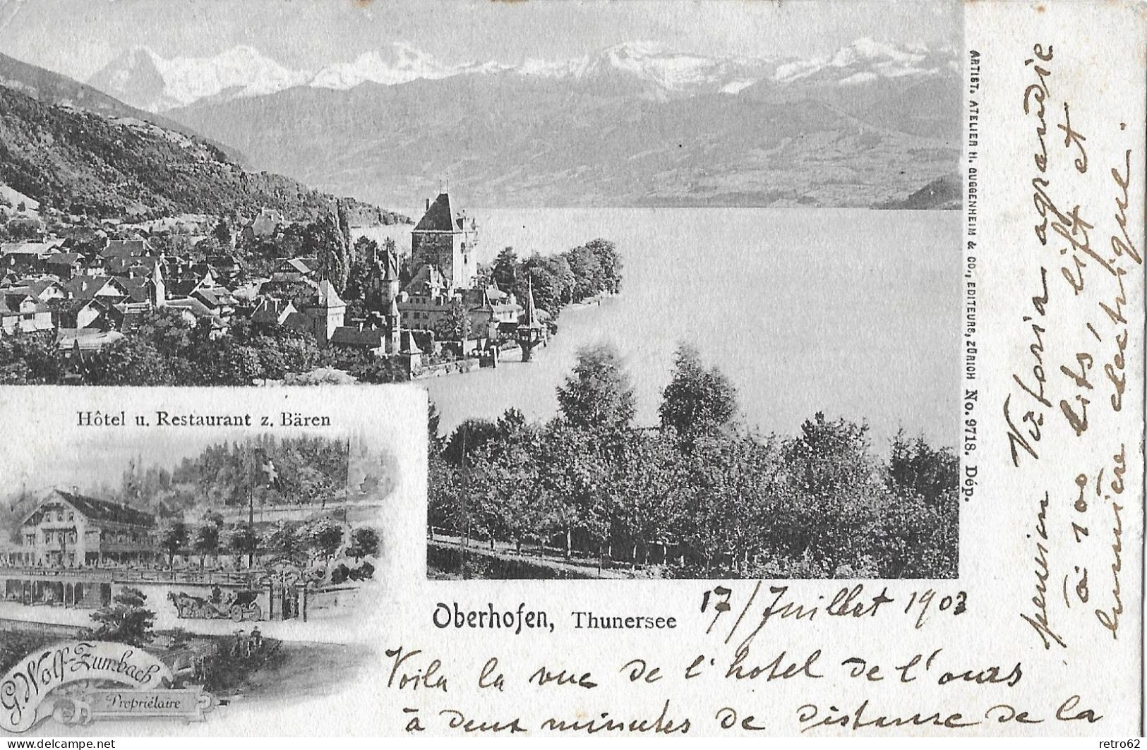 OBERHOFEN ► Mehrbild Lichtdruck Mit Hotel Bären Anno 1903 - Oberhofen Am Thunersee