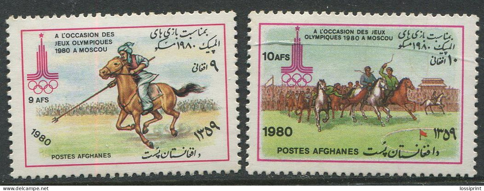 Afghanistan:Afghanes:Unused Stamps Moscow Olympic Games, Riding, Horses, 1980, MNH - Chevaux