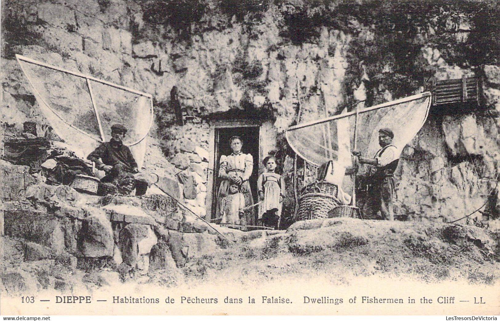 FRANCE - 76 - DIEPPE - Habitations De Pêcheurs Dans La Falaise - LL - Carte Postale Ancienne - Dieppe