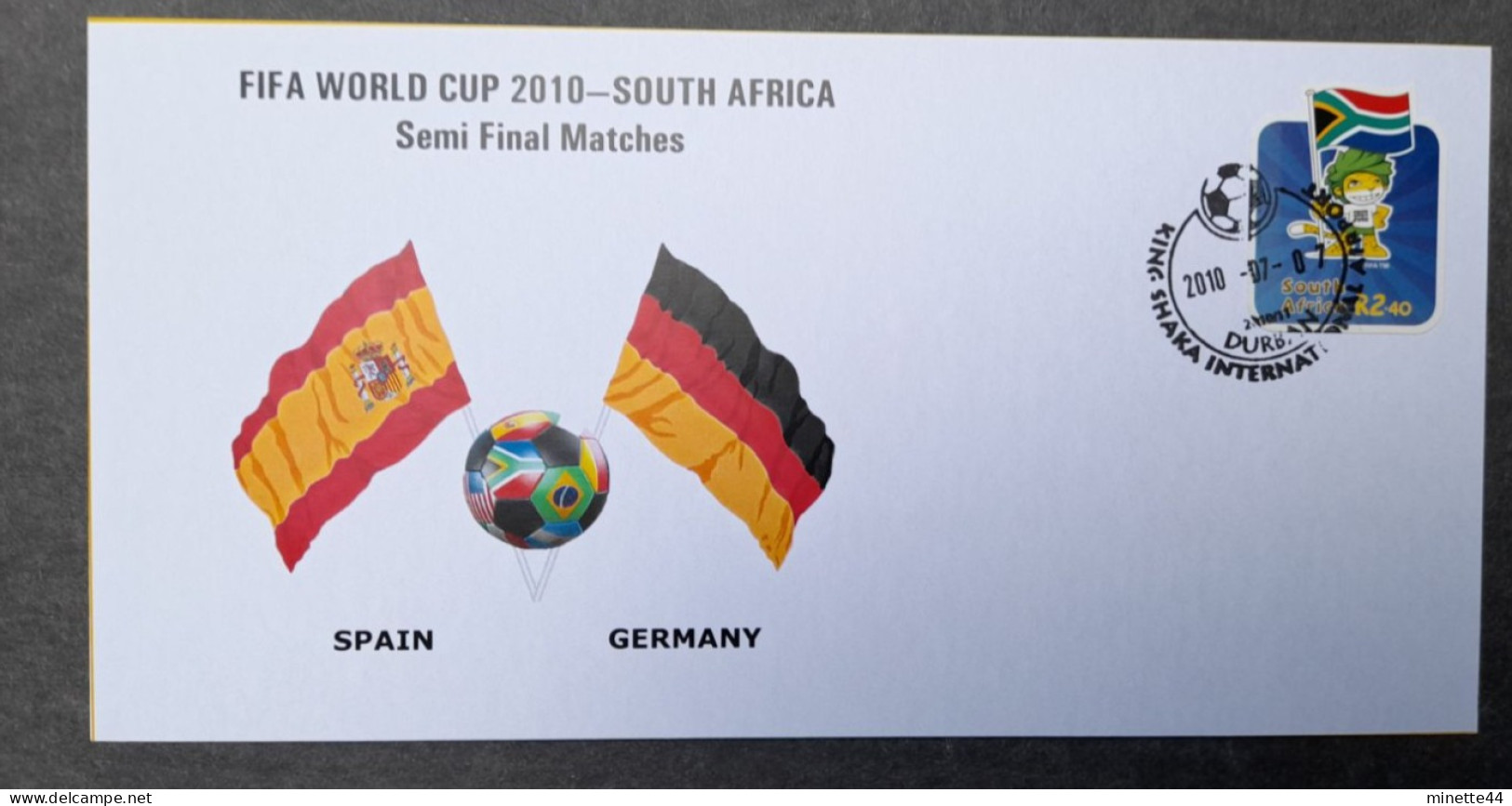 RSA 2010 FDC 1/2 FINALE ESPANA GERMANY FOOTBALL FUSSBALL SOCCER CALCIO VOETBAL FUTBOL FUTEBOL FOOT FOTBAL FOTBOLL - 2010 – South Africa