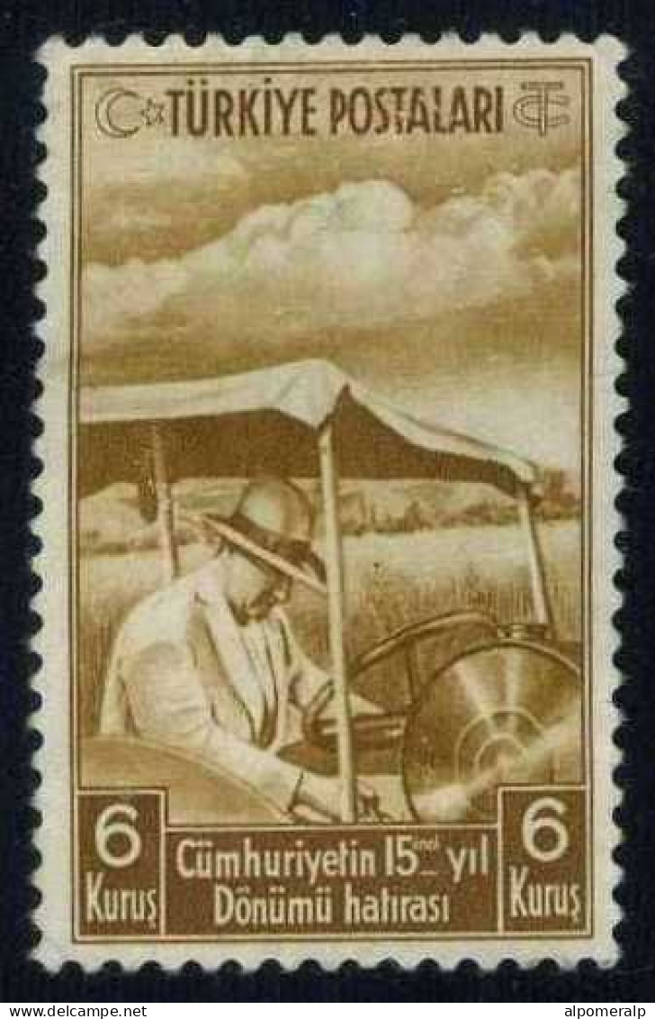 Türkiye 1938 Mi 1031 Atatürk In Tractor, Agricultural Machinery - Oblitérés