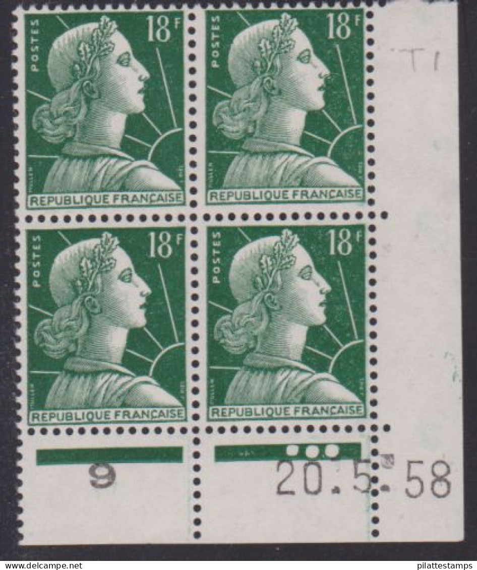 FRANCE N° 1011A* MARIANNE DE MULLER COIN DATE 20/5/58 - 1950-1959