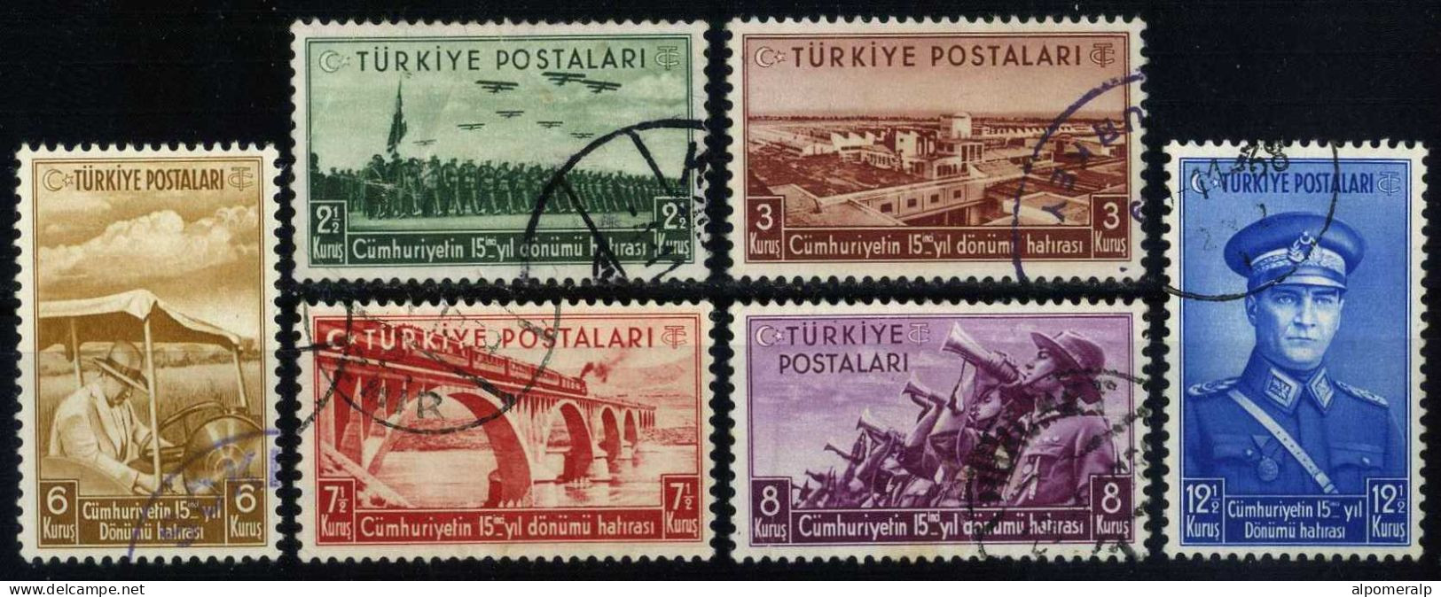 Türkiye 1938 Mi 1029-1034 15th Anniversary Of Republic - Used Stamps