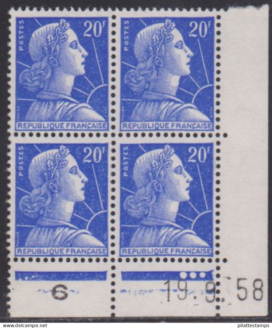 FRANCE N° 1011B** MARIANNE DE MULLER COIN DATE 19/9/58 - 1950-1959