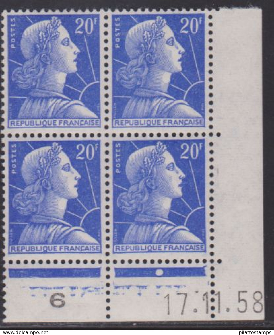 FRANCE N° 1011B** MARIANNE DE MULLER COIN DATE 17/11/58 - 1950-1959