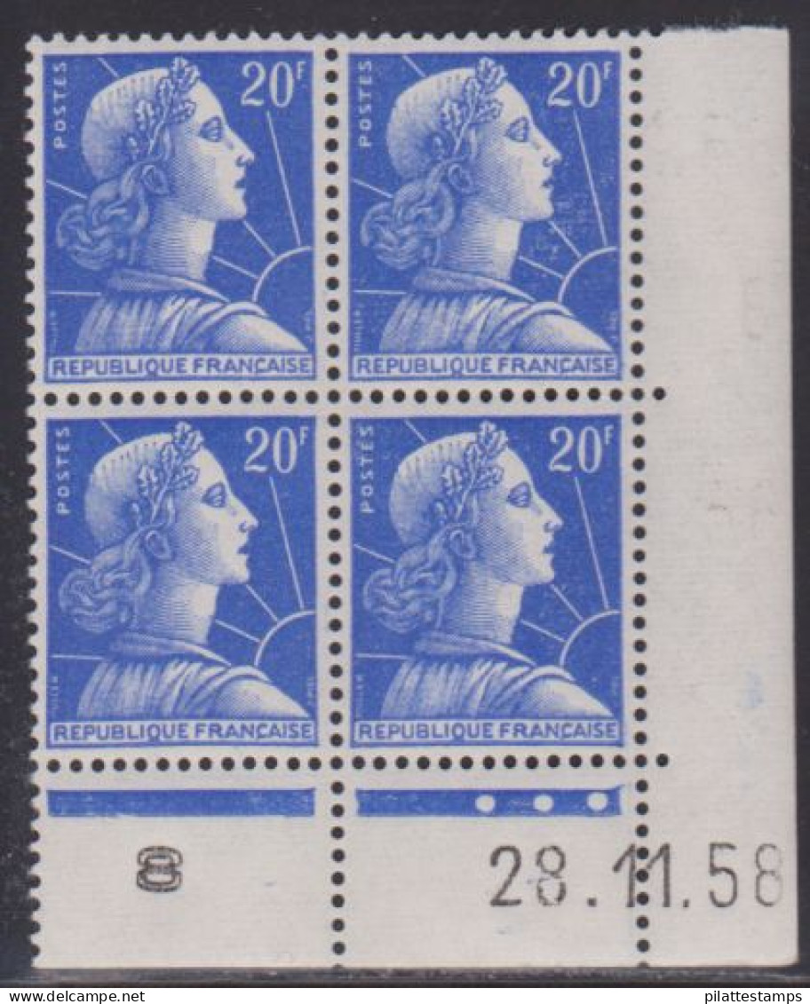 FRANCE N° 1011B** MARIANNE DE MULLER COIN DATE 28/11/58 - 1950-1959