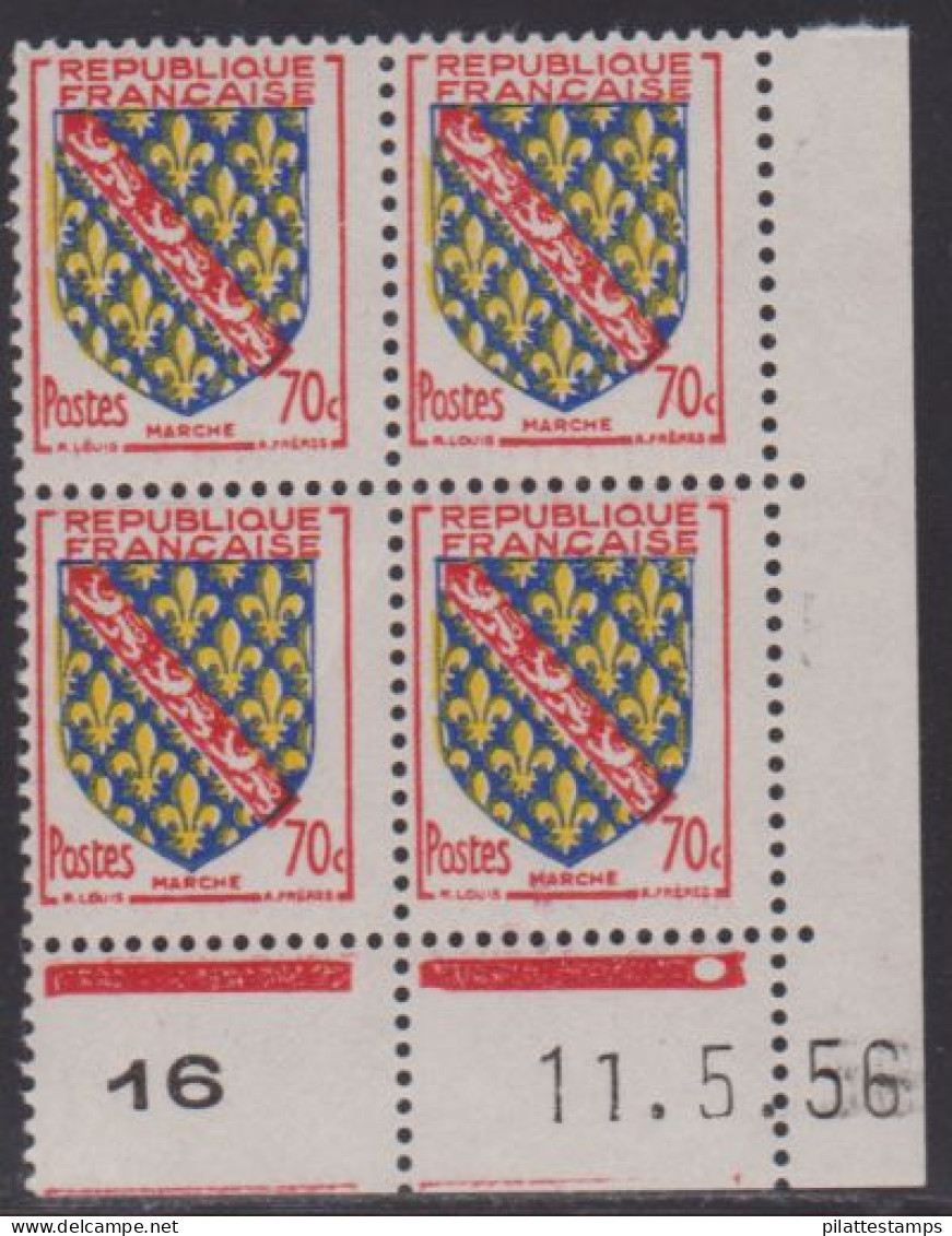 FRANCE N° 1045** BLASON MARCHE COIN DATE 11/5/56 - 1950-1959