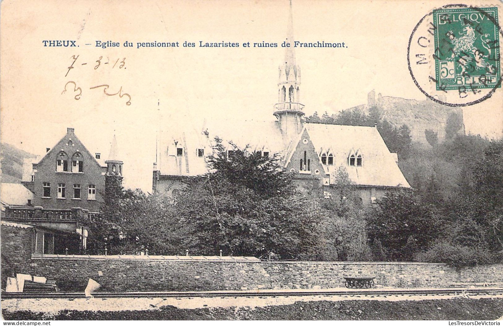 BELGIQUE - THEUX - Eglise Du Pensionnat Des Lazaristes Et Ruines De Franchimont - Carte Postale Ancienne - Theux