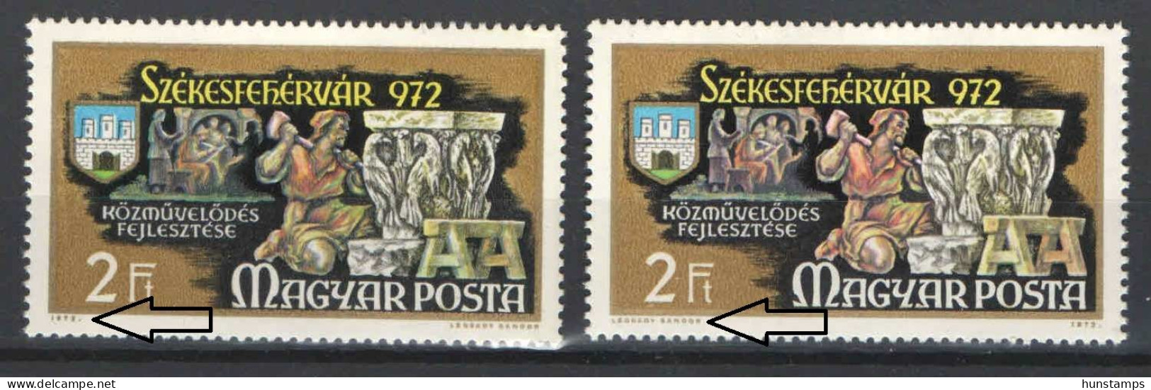 Hungary 1972. Alba Regia 2Ft Normal + Error Stamps: Designer Name Left + Right Side ! MNH Michel: 2786 AI - Variedades Y Curiosidades