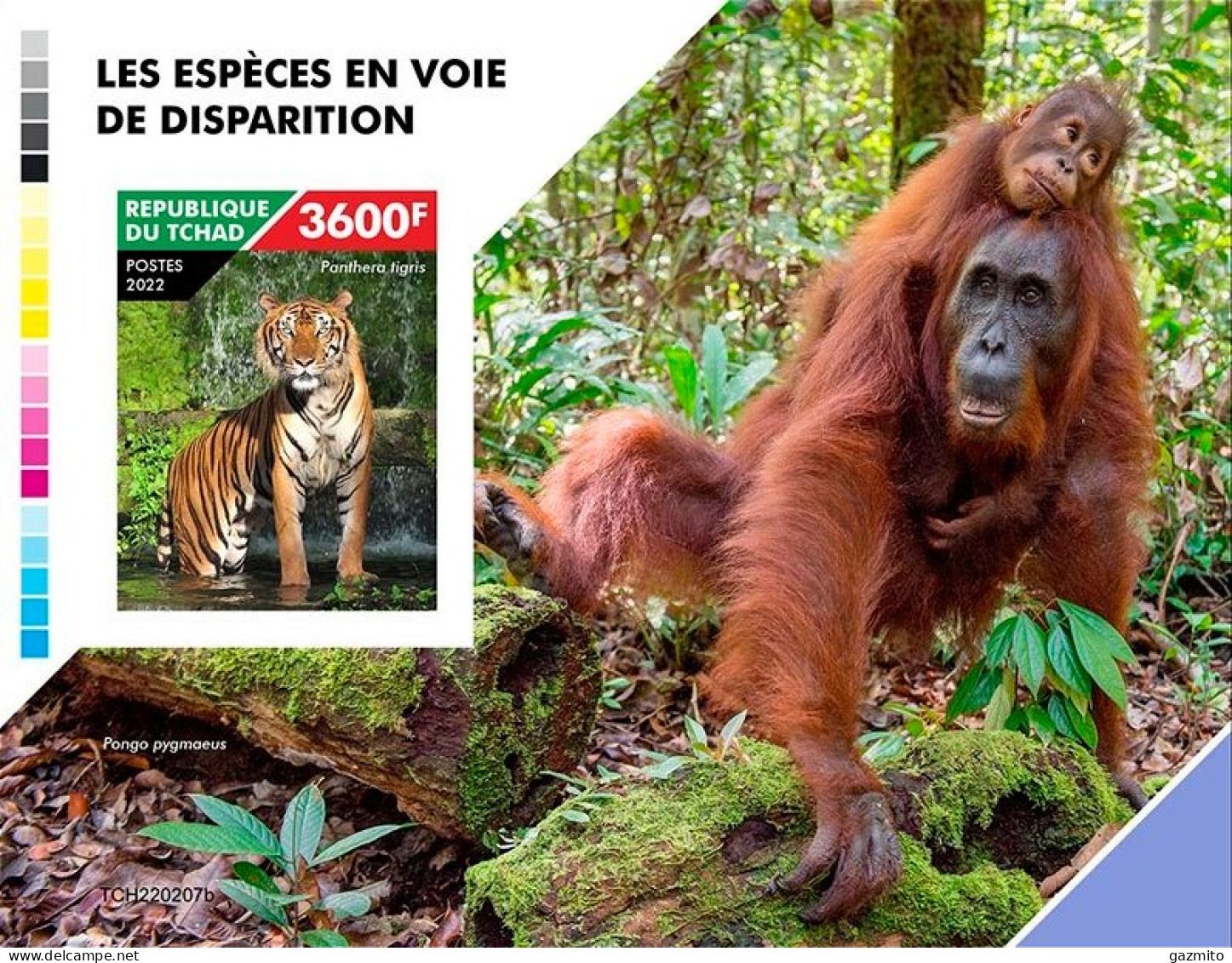 Tchad 2022, Animal In Danger, Tiger, Oran Gutan, BF IMPERFORATED - Gorilla