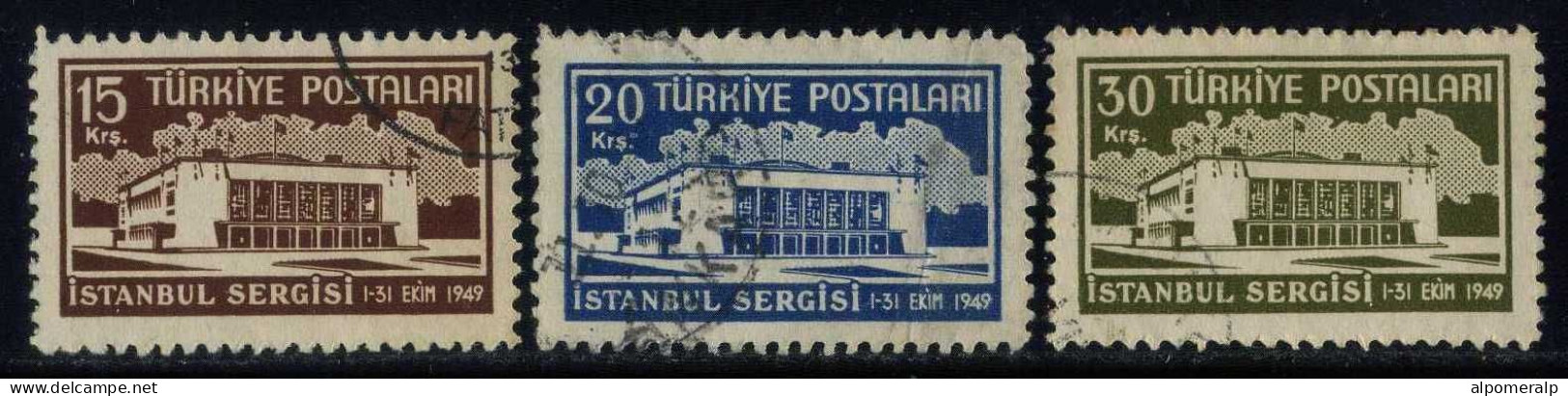 Türkiye 1949 Mi 1241-1243 Istanbul Exhibition | Exhibition Building - Gebruikt