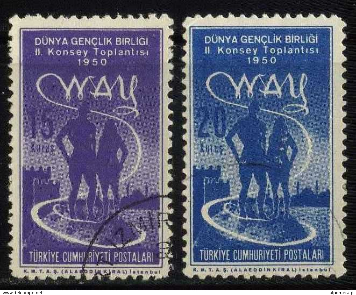 Türkiye 1950 Mi 1249-1250 2nd World Youth Council (WAY) Meeting | Boy And Girl And Globe - Used Stamps