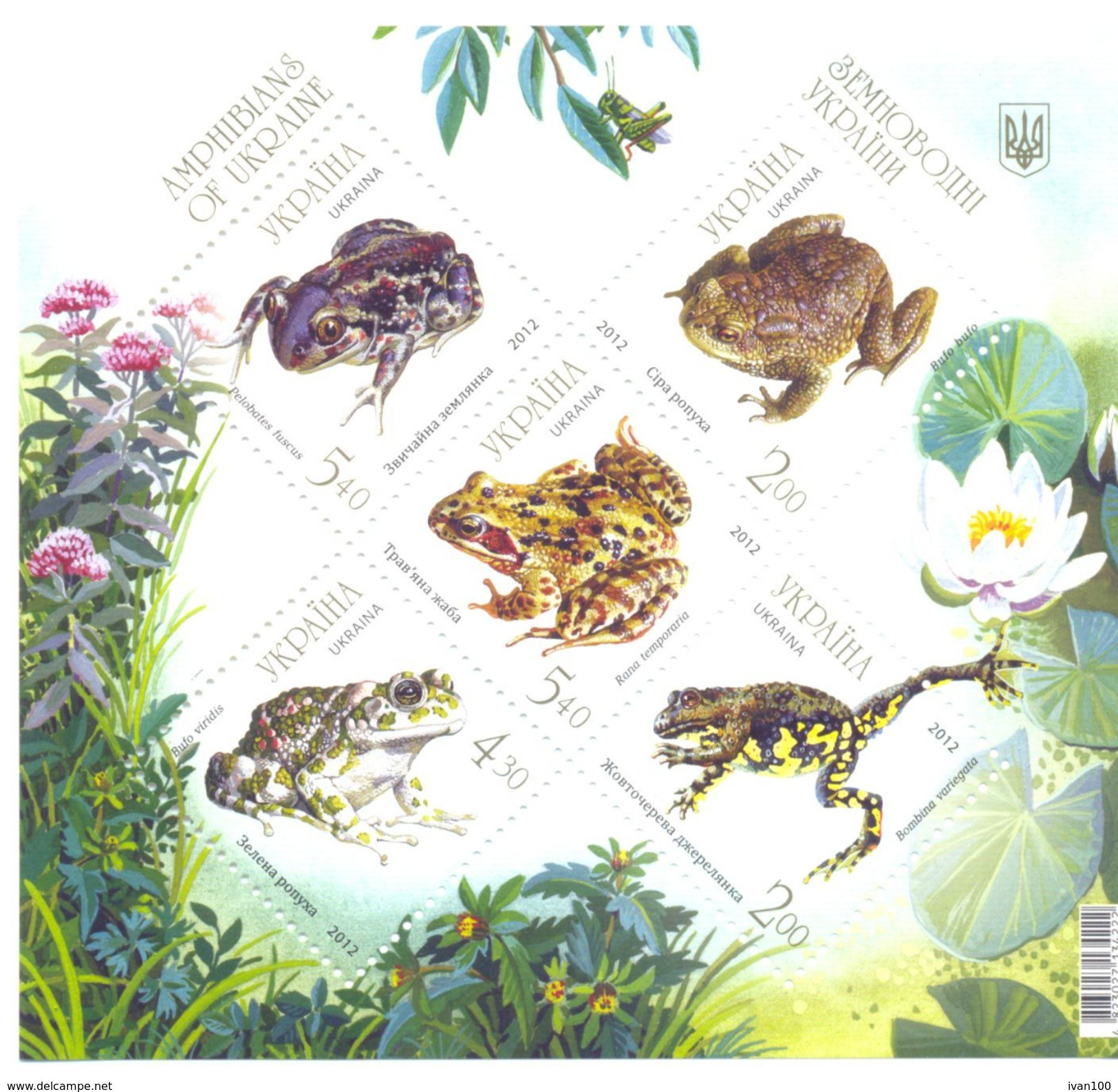 2012. Ukraine,  Frogs And Toads, S/s, Mich.Bl. 104, Mint/** - Ucraina