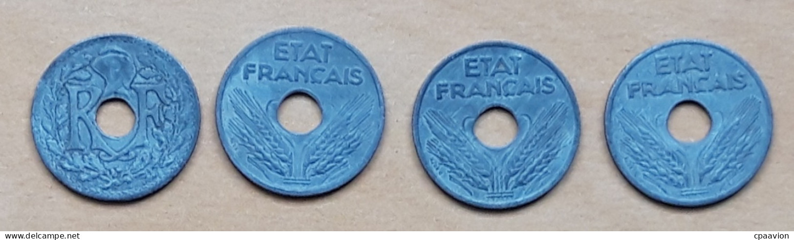 4 PIÈCES: 10 CENTIMES (1941 FRANCE LIBRE , 1941, 1942, 1943 ETAT FRANÇAIS) - 10 Centimes