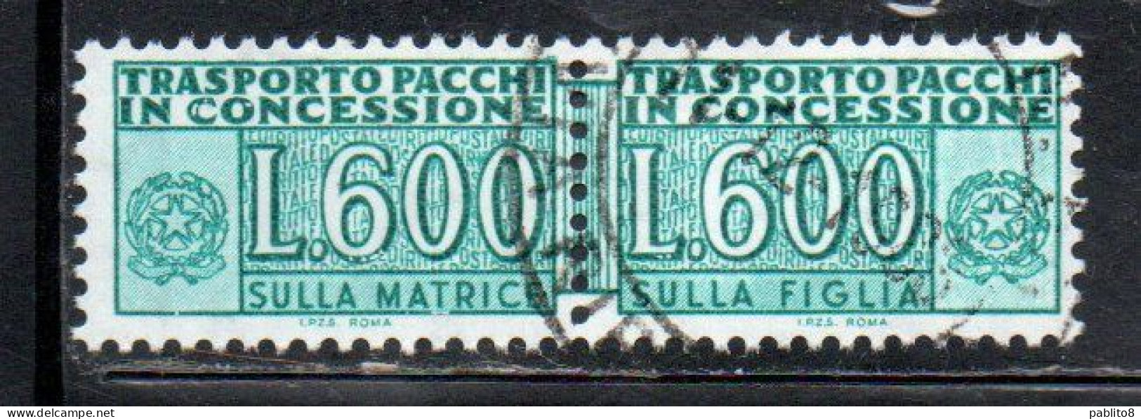 ITALIA REPUBBLICA ITALY REPUBLIC 1955 1981 PACCHI IN CONCESSIONE PARCEL POST STELLE STARS 1979 LIRE 600 USATO USED OBLIT - Colis-concession