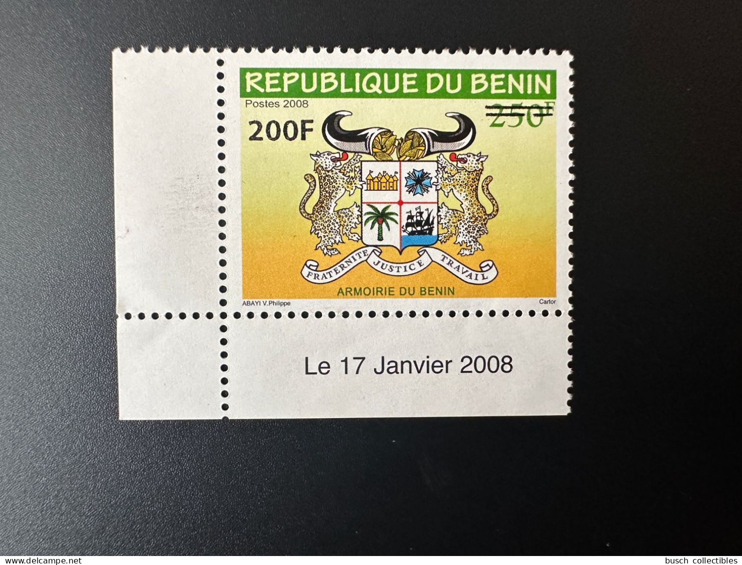 Bénin 2008 Mi. 1662 Armoirie Coat Of Arms Wappen Surchargé Overprint 200 Sur 250F MNH** - Benin - Dahomey (1960-...)