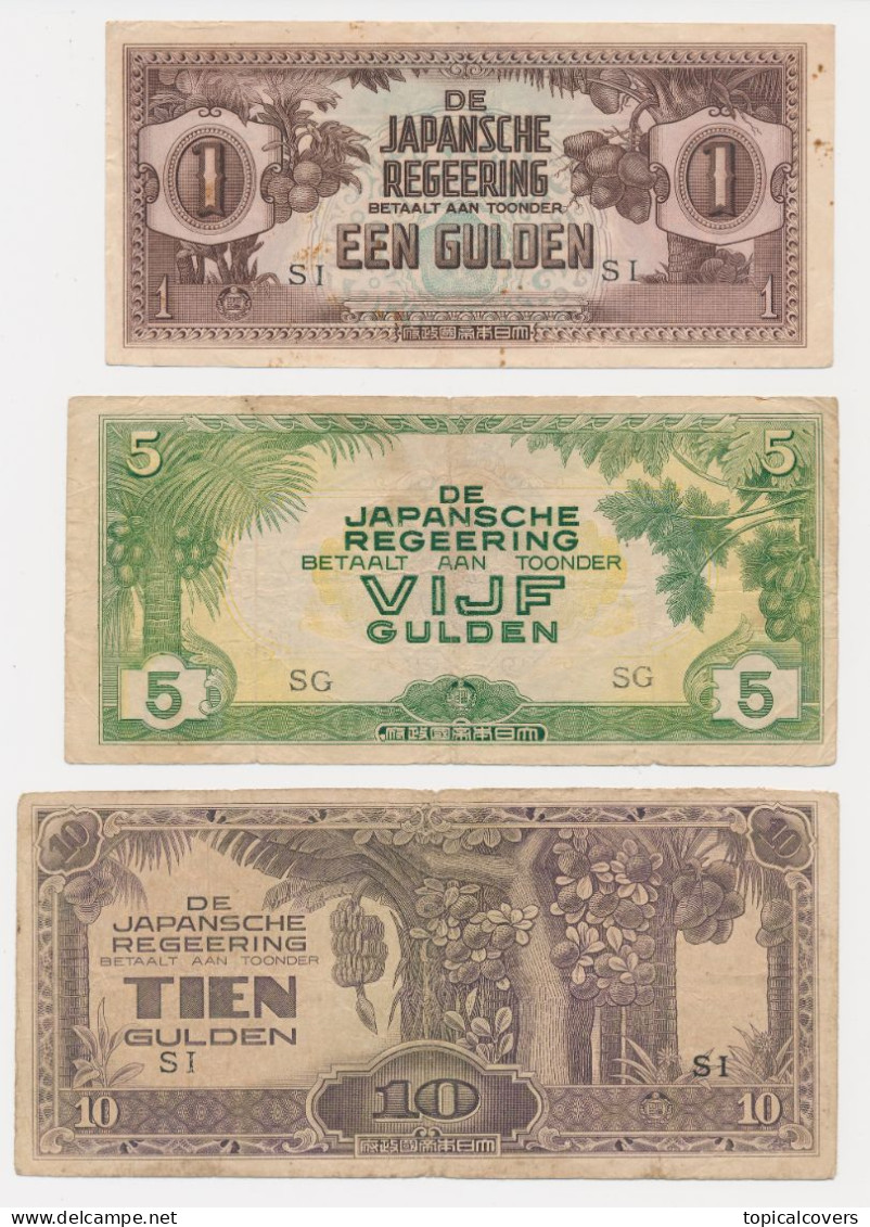 3 X Banknote DE JAPANSCHE REGEERING - Japanese Occupation Of The Dutch East Indies - Dutch East Indies