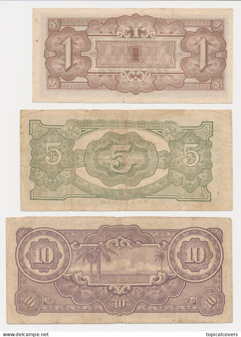 3 X Banknote DE JAPANSCHE REGEERING - Japanese Occupation Of The Dutch East Indies - Indie Olandesi