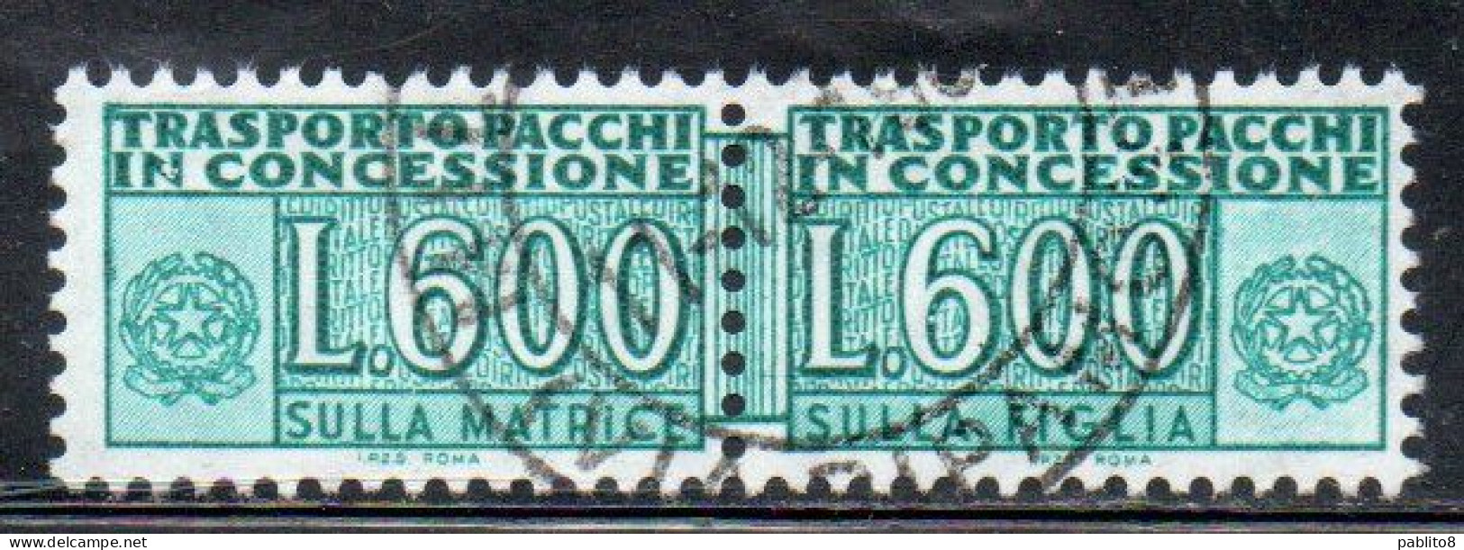 ITALIA REPUBBLICA ITALY REPUBLIC 1955 1981 PACCHI IN CONCESSIONE PARCEL POST STELLE STARS 1979 LIRE 600 USATO USED OBLIT - Pacchi In Concessione