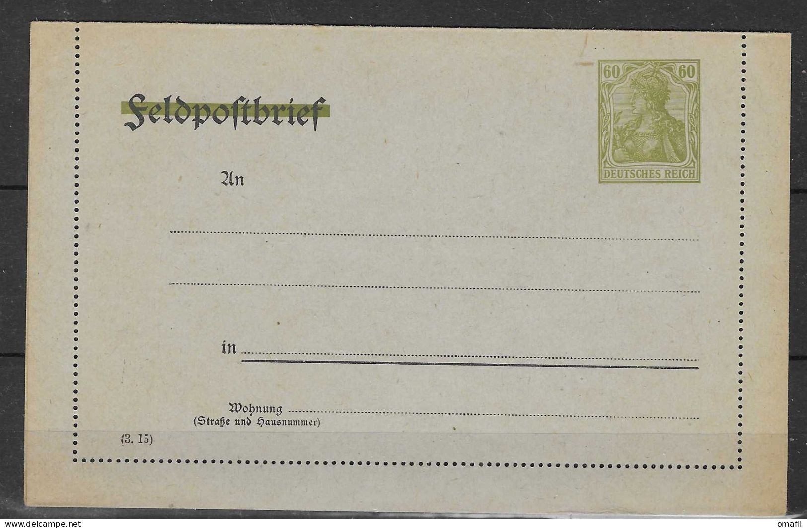 Kaartbrief  Met Germania 60Pf Met Het Woord Feldpostbrief  Doorstreept - Occupation Allemande